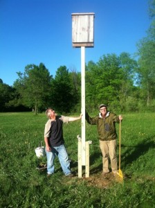 Bat Houses in Warner Park. Wild Warner, at the bequest of DNR, has built two bat houses in Warner Park to help return bats to healthy populations. Paul Noeldner, left, and Mike Rewey along with Iris Hengst and Tim Nelson built the houses. For more information on the nests, the DNR effort and the June 1 Bat Fest at Warner, read our blog.